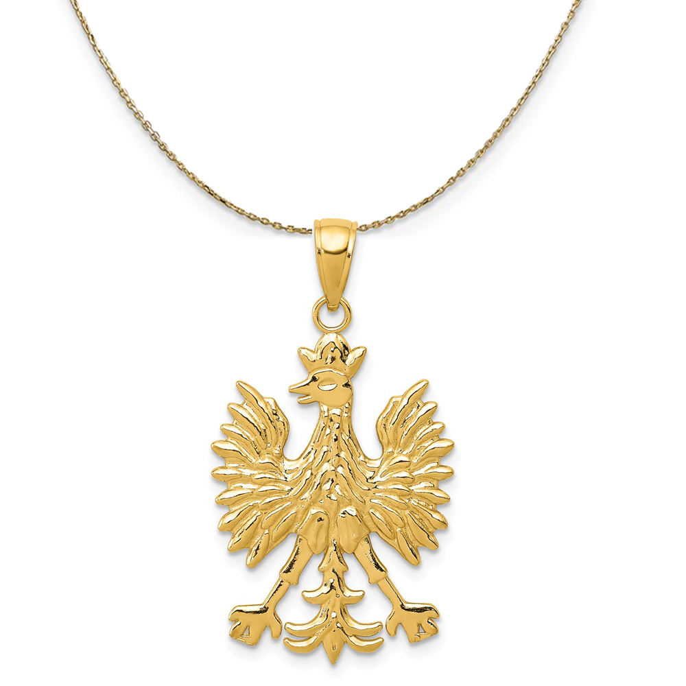 14k Yellow Gold Polish Eagle Necklace - 16 Inch 